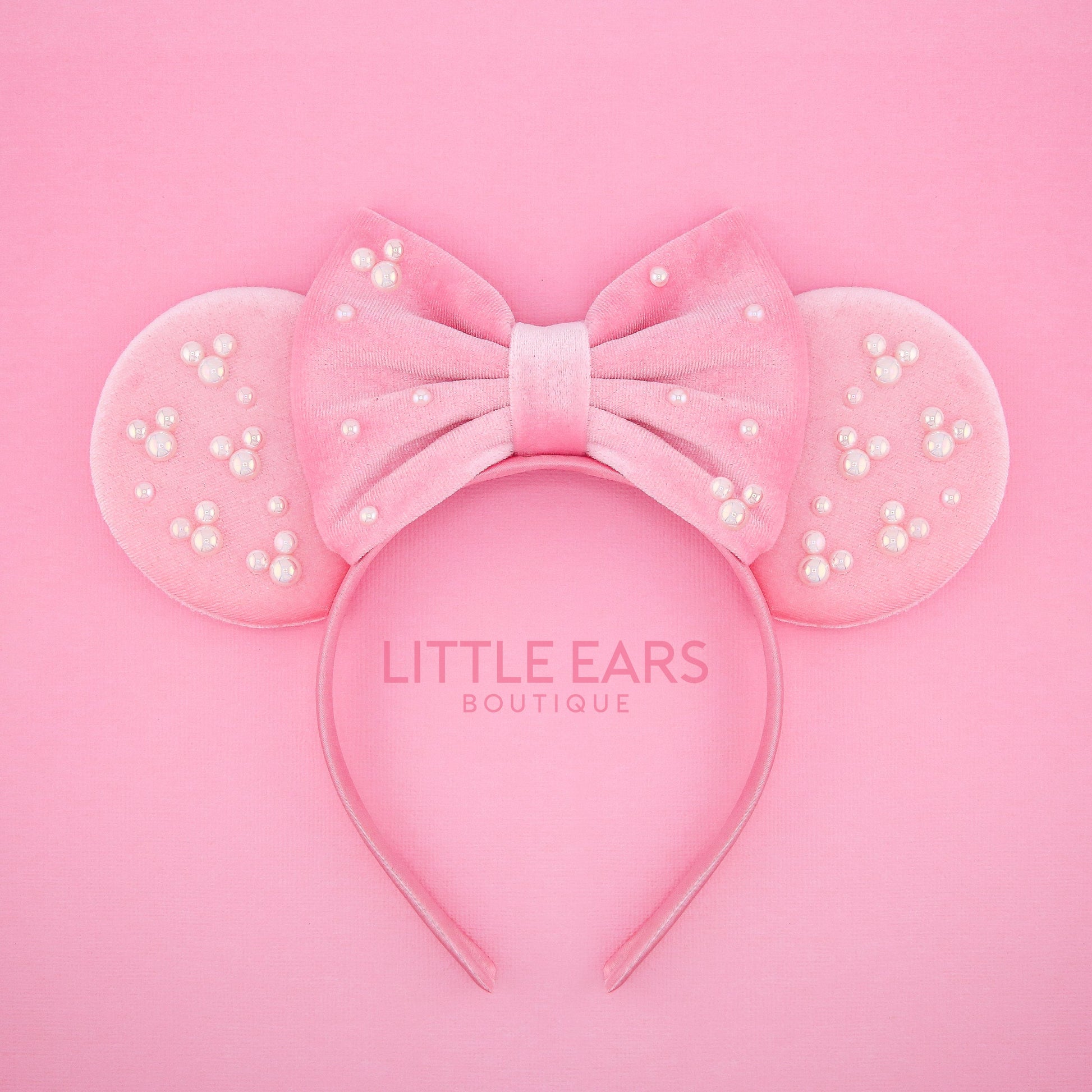 Pink Pearls Ears - Little Ears Boutique - Handmade Theme Park Inspired Mickey Ears Headband - Valentine's Day Mouse Ears