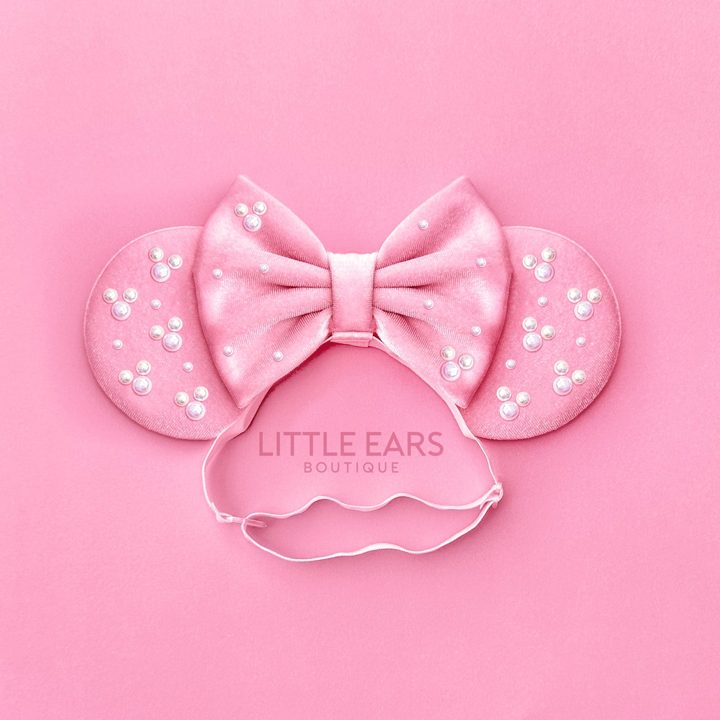 Pink Pearls Elastic Mickey Ears - mickey ears - disney ears - mouse ears headband - little ears boutique