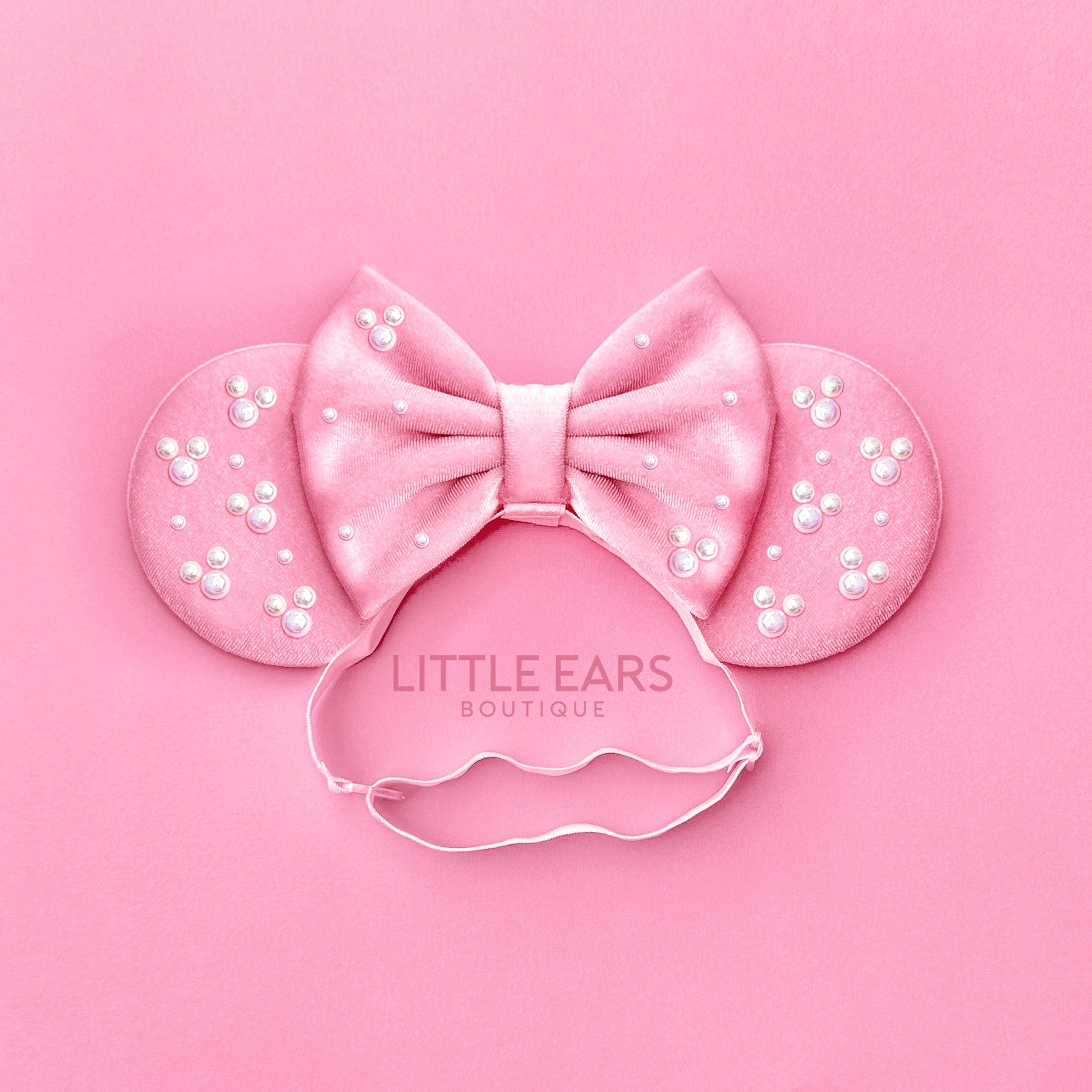 Pink Pearls Elastic Mickey Ears - mickey ears - disney ears - mouse ears headband - little ears boutique