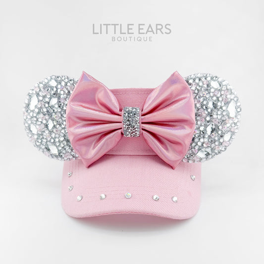 Pink & Silver Sparkle Mickey Visor - mickey ears - disney ears - mouse ears headband - little ears boutique