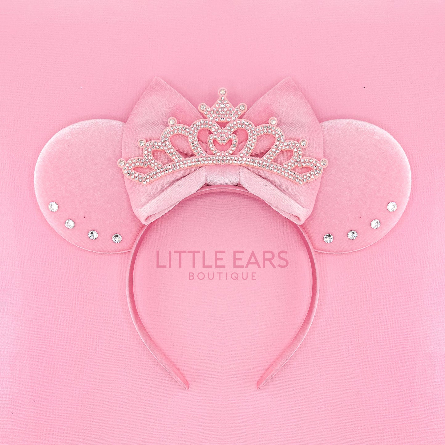 Pink Velvet Crown Mickey Ears - mickey ears - disney ears - mouse ears headband - little ears boutique