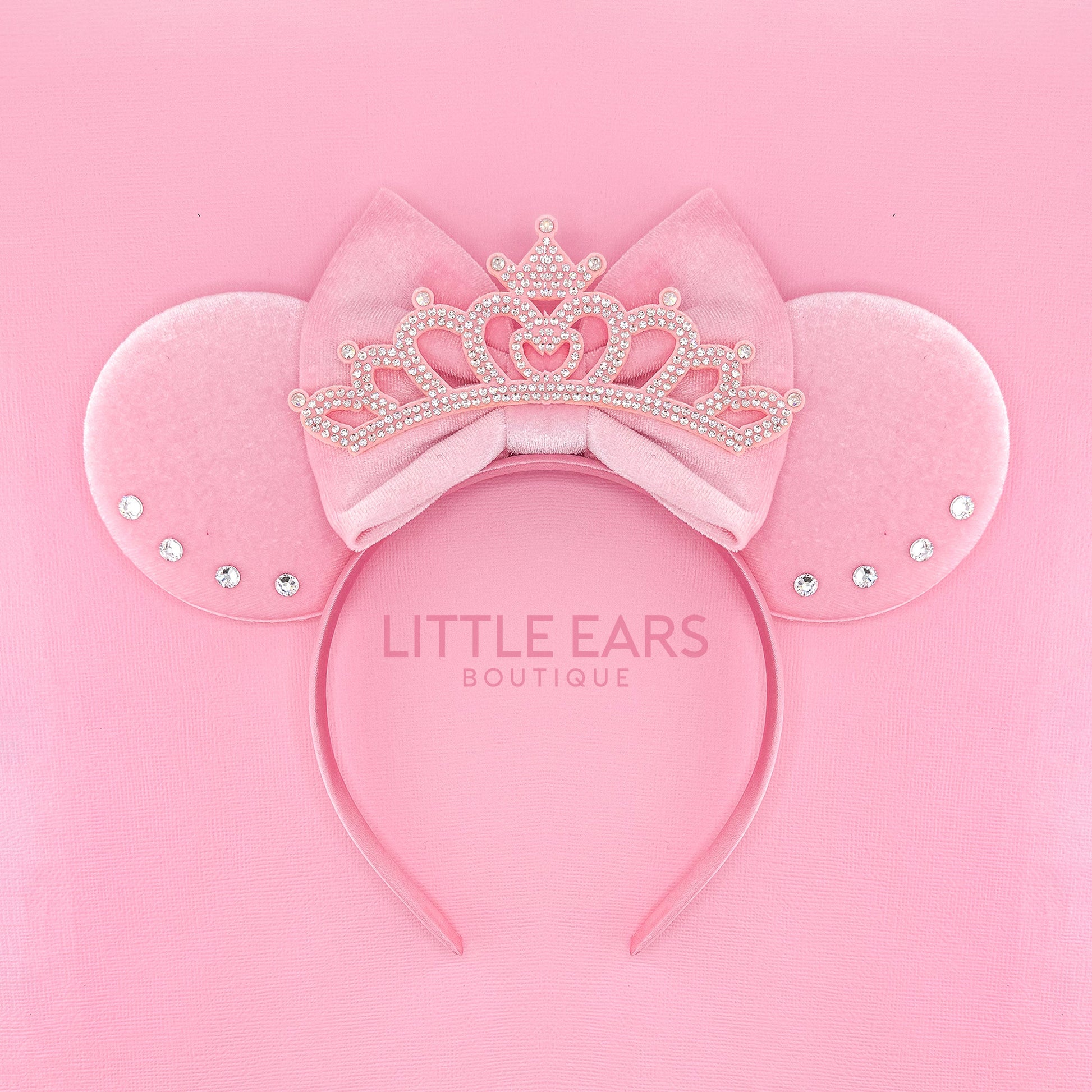 Pink Velvet Crown Mickey Ears - mickey ears - disney ears - mouse ears headband - little ears boutique