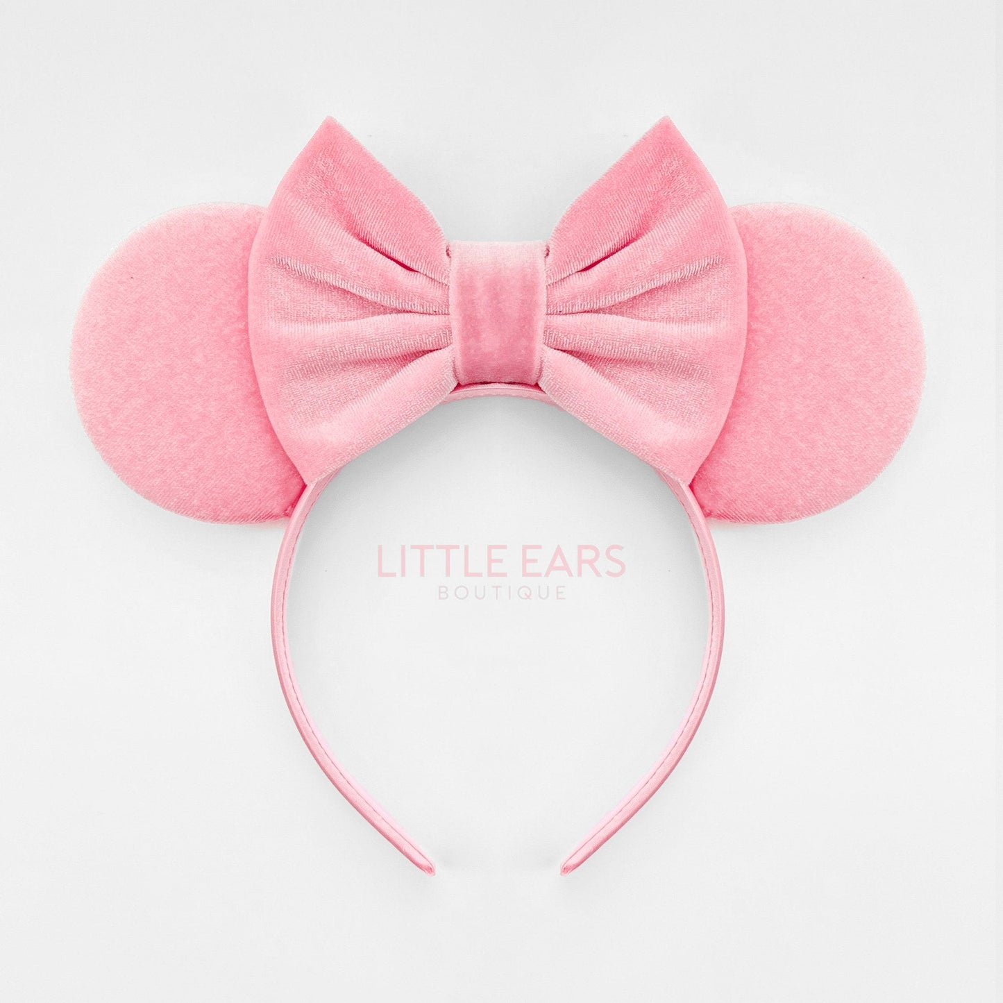 Pink Velvet Ears - Little Ears Boutique - Handmade Theme Park Inspired Mickey Ears Headband - Valentine's Day Mouse Ears