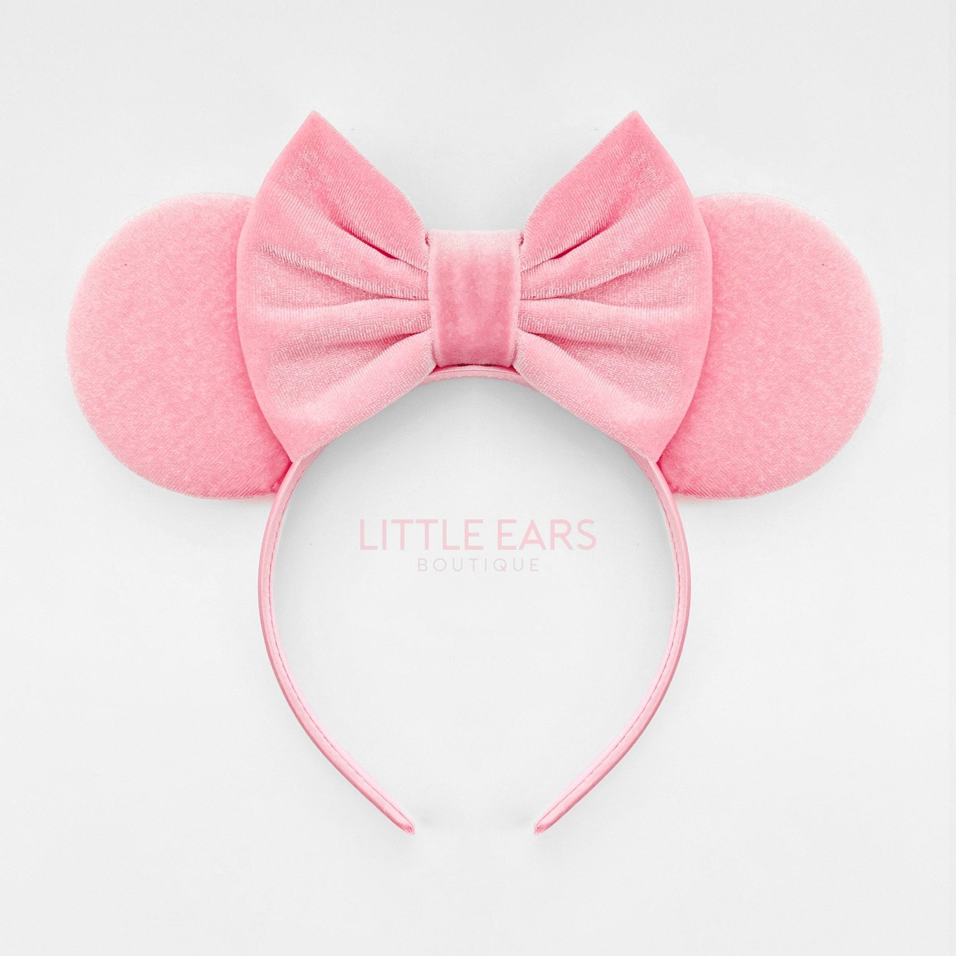 Pink Velvet Ears - Little Ears Boutique - Handmade Theme Park Inspired Mickey Ears Headband - Valentine's Day Mouse Ears