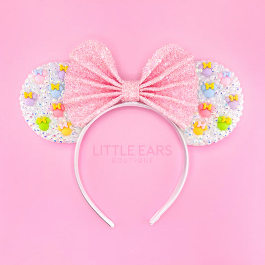 Pink & White Minnie Sparkle Ears - mickey ears - disney ears - mouse ears headband - little ears boutique