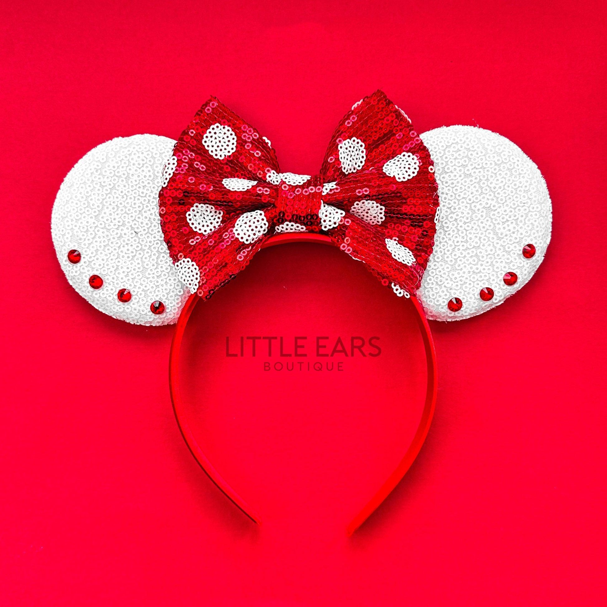 Polka Dot & White Mickey Ears- mickey ears disney headband mouse