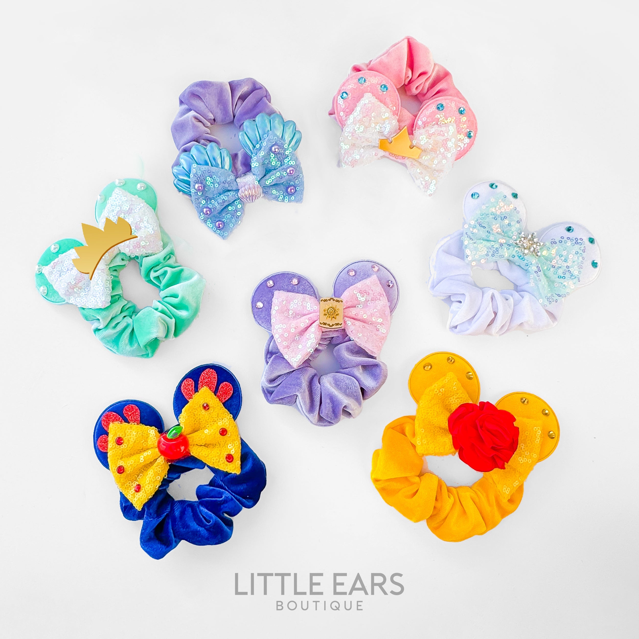 Disney shops inspired handmade Mickey ears scrunchies 3 pack