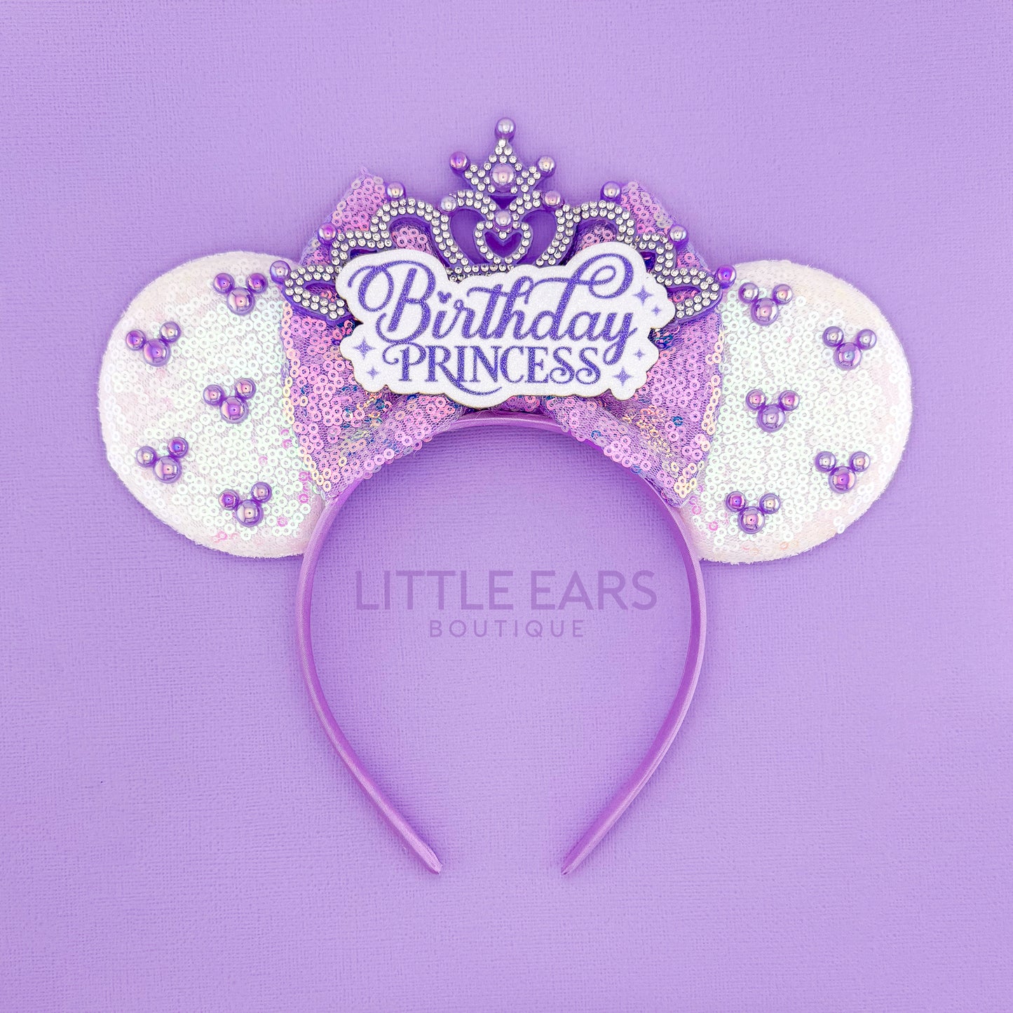 Purple Birthday Princess Ears - Little Ears Boutique - Handmade Theme Park Inspired Birthday Mickey Ears Headband