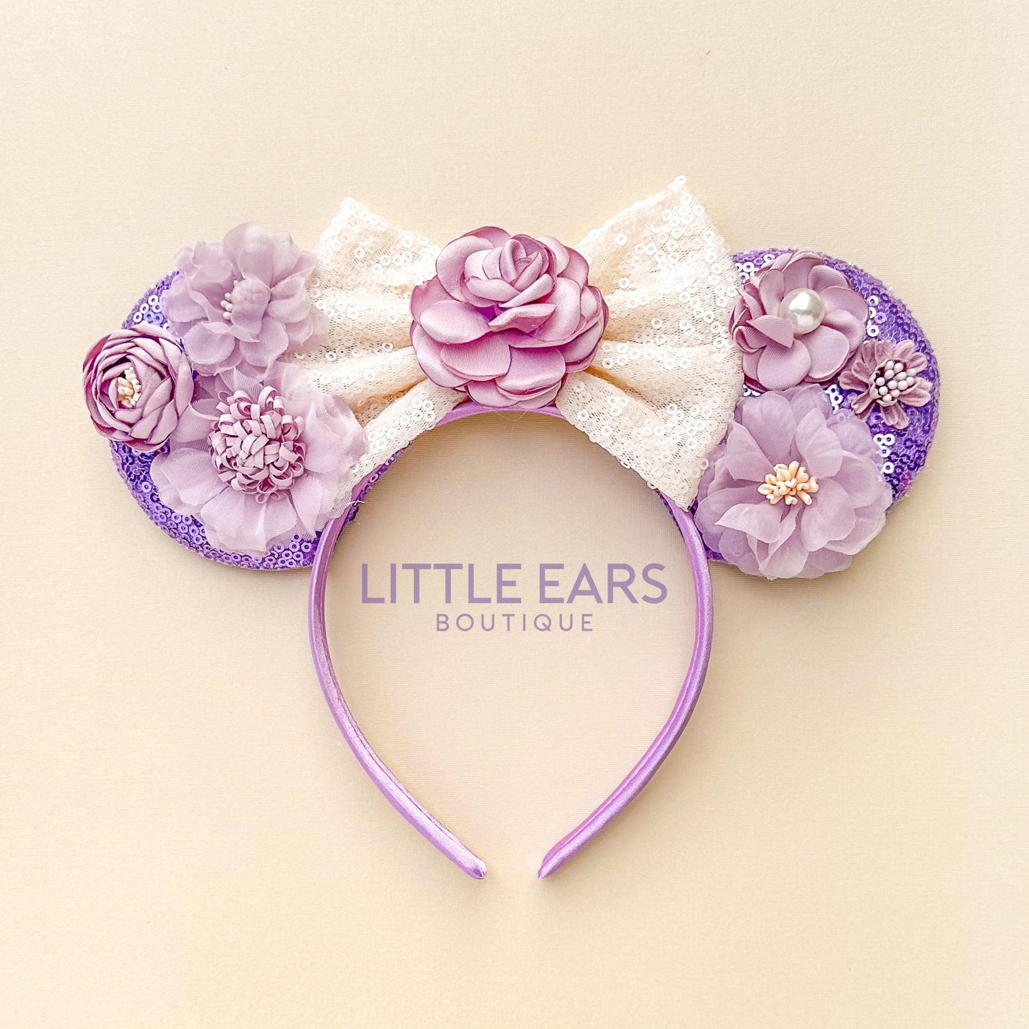 Purple Flowers Mickey Ears- mickey ears disney headband mouse