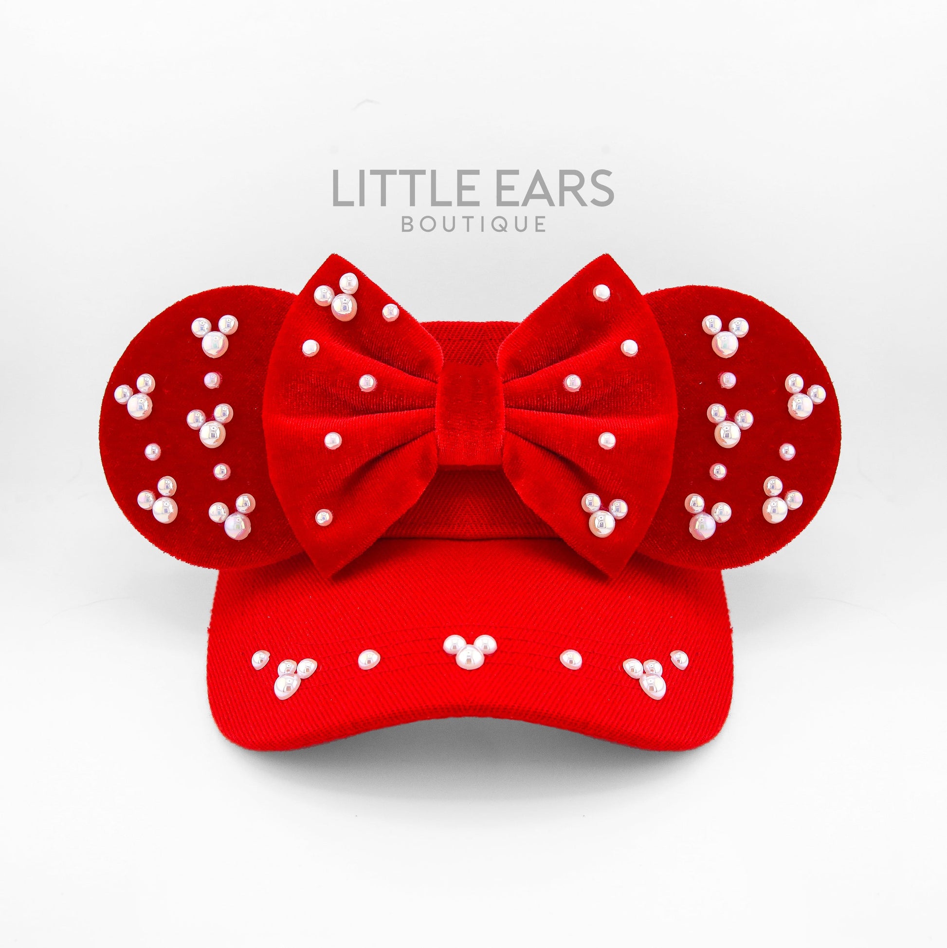 Red Pearls Mickey Visor- mickey ears disney headband mouse