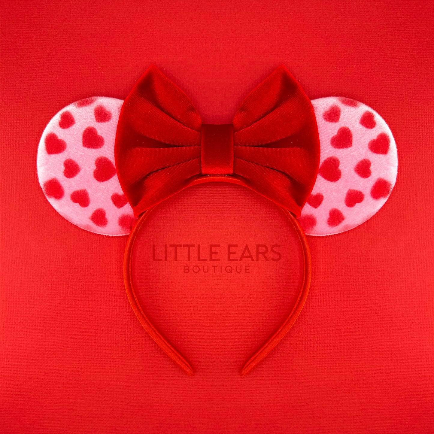 Red & Pink Hearts Velvet Minnie Ears - mickey ears - disney ears - mouse ears headband - little ears boutique