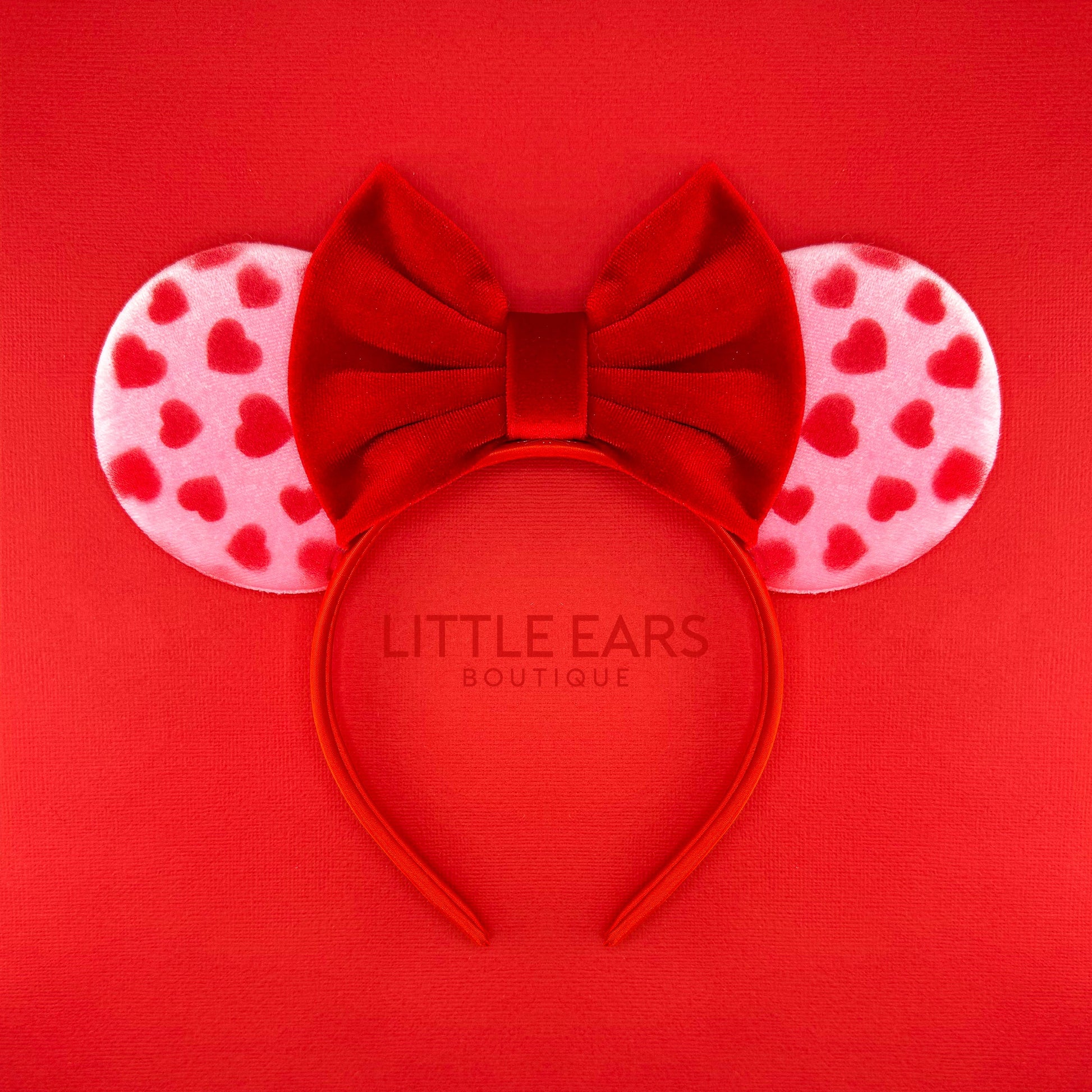 Red & Pink Hearts Velvet Minnie Ears - mickey ears - disney ears - mouse ears headband - little ears boutique