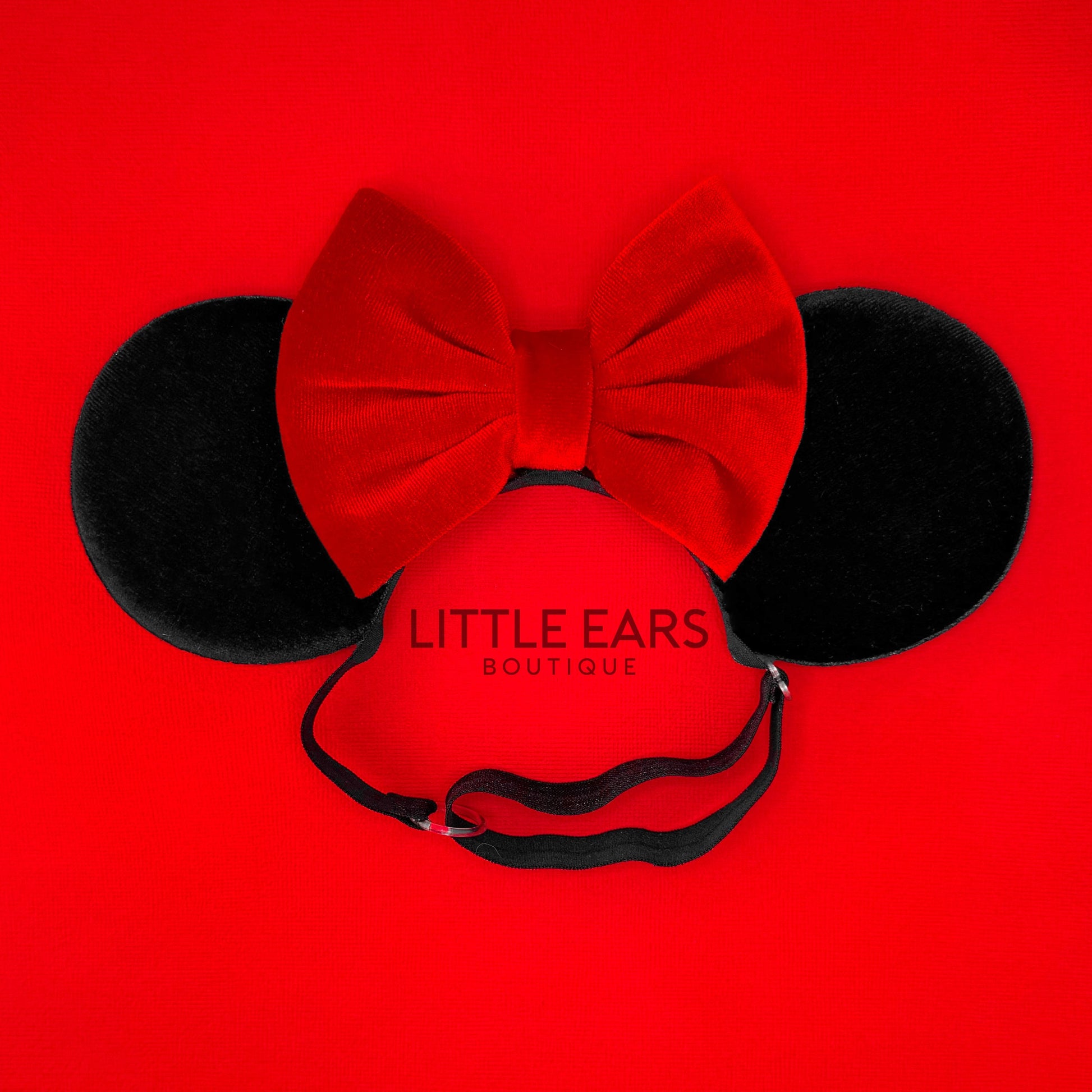 Red Velvet Elastic Mickey Ears - mickey ears - disney ears - mouse ears headband - little ears boutique