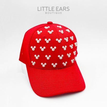 Red Pearls Mickey Hat