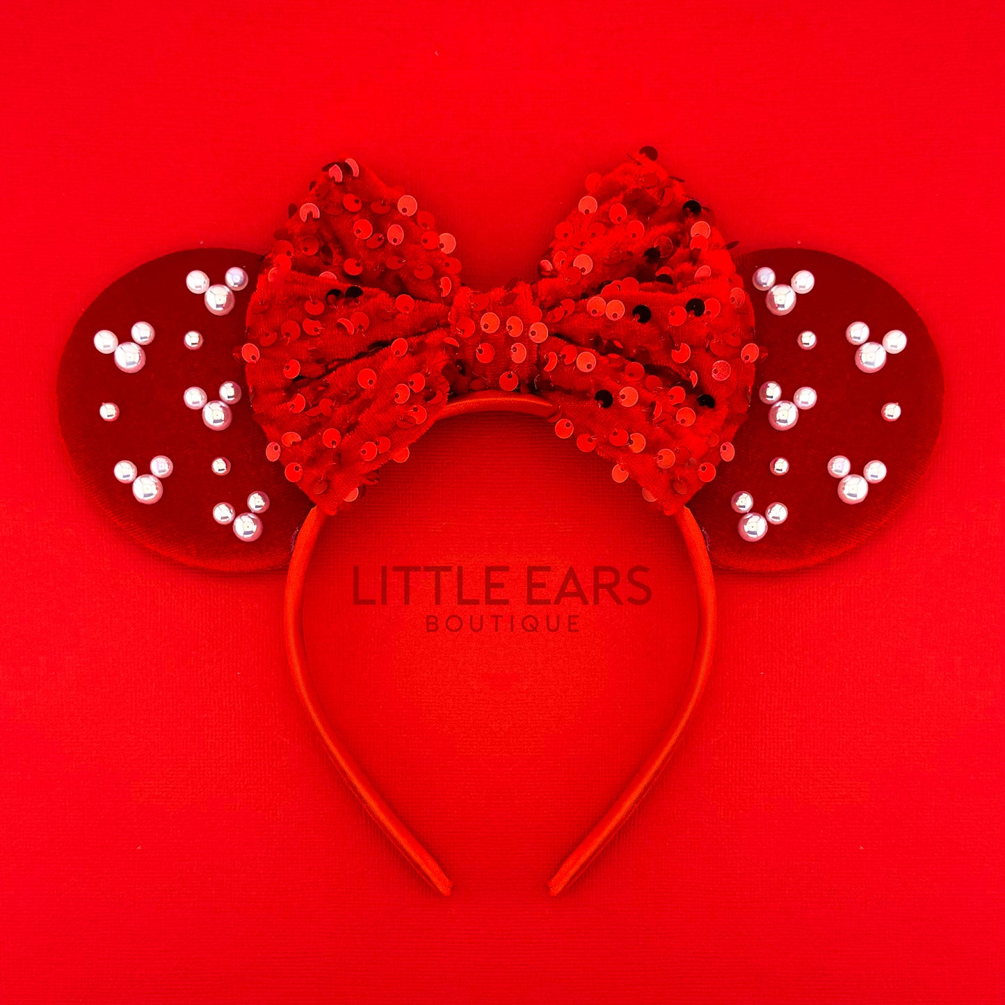 Red Pearls Mickey Ears