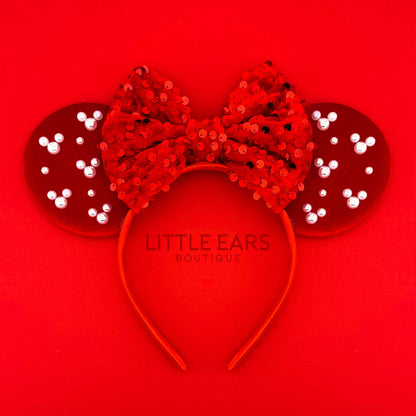 Red Pearls Mickey Ears