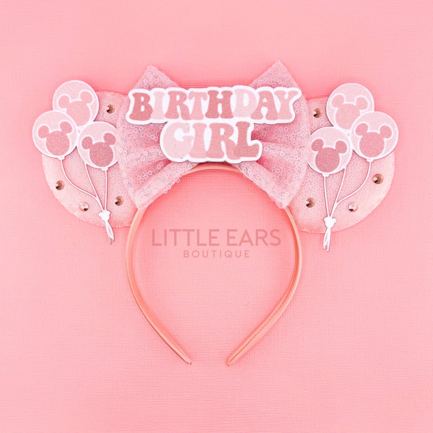 Rose Gold Birthday Ears - Little Ears Boutique - Handmade Theme Park Inspired Birthday Mickey Ears Headband