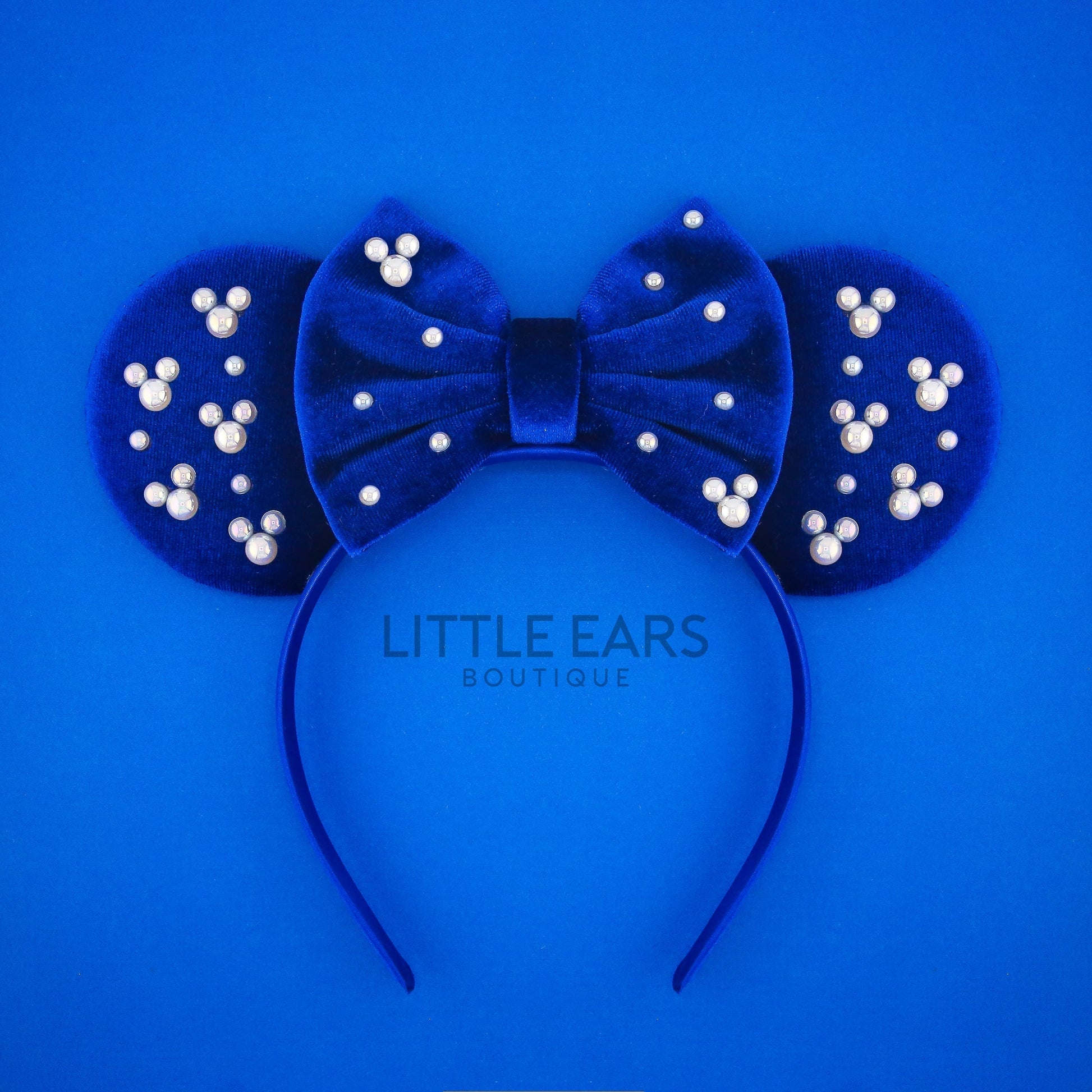 Royal Blue Pearls Mickey Ears- mickey ears disney headband mouse