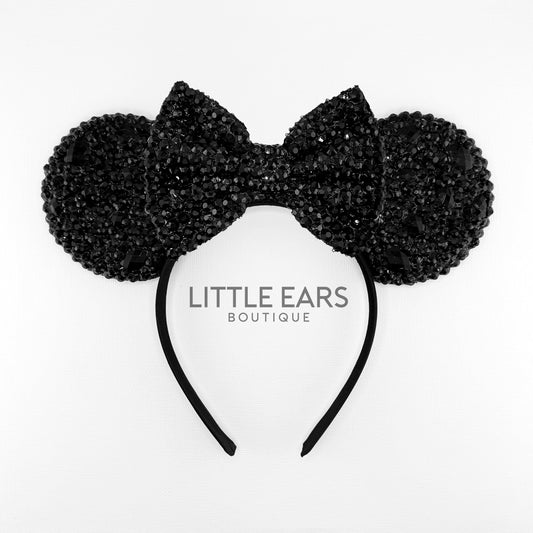 Shiny Black & Black Mickey Ears - mickey ears - disney ears - mouse ears headband - little ears boutique