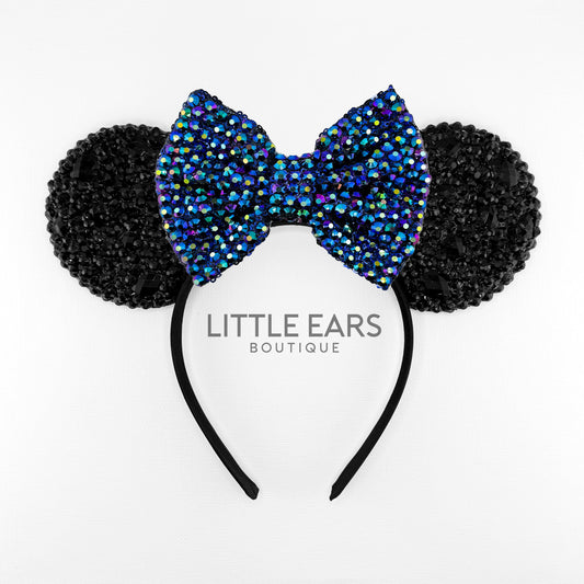 Shiny Black & Dark Blue Mickey Ears - mickey ears - disney ears - mouse ears headband - little ears boutique