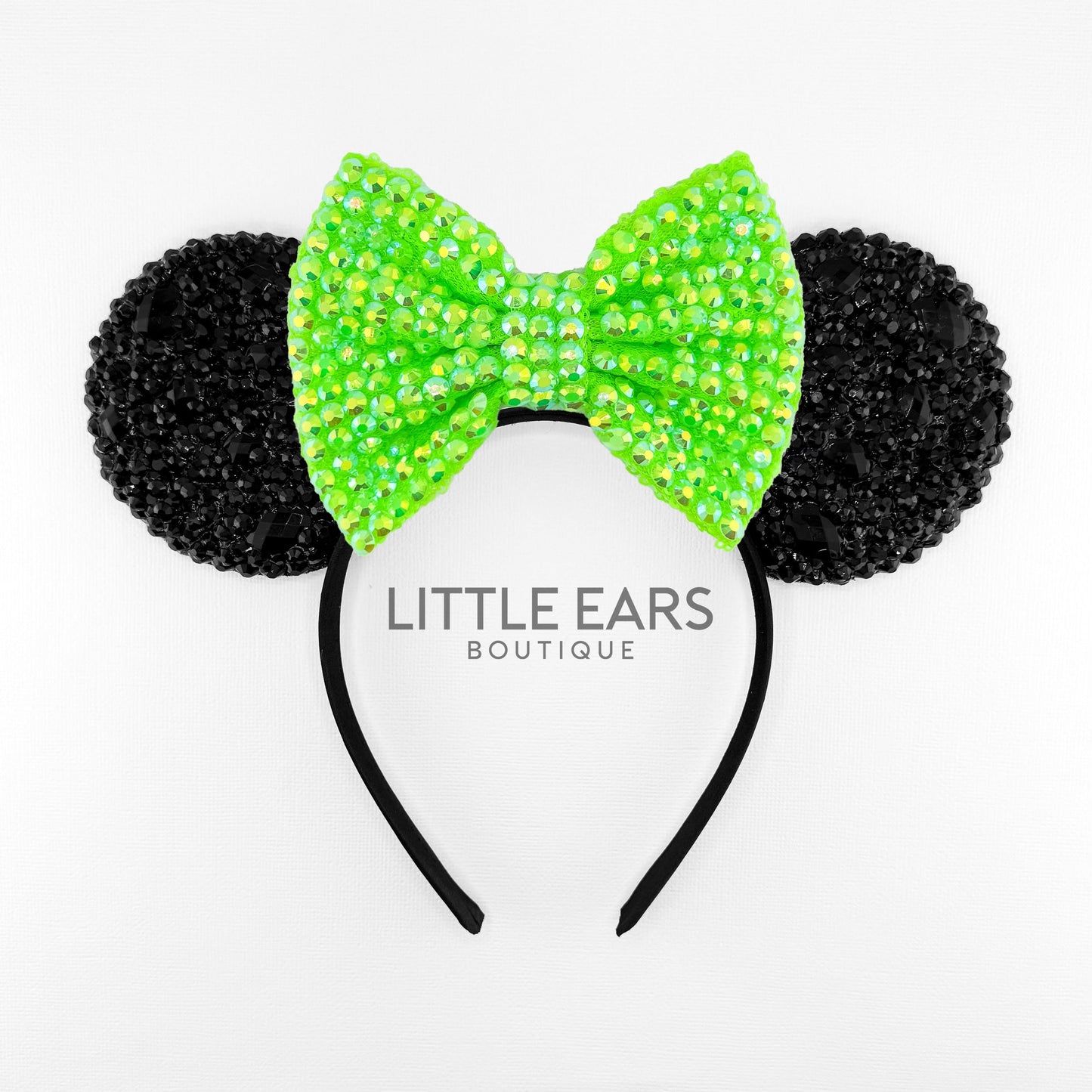 Shiny Black & Neon Green Mickey Ears - mickey ears - disney ears - mouse ears headband - little ears boutique