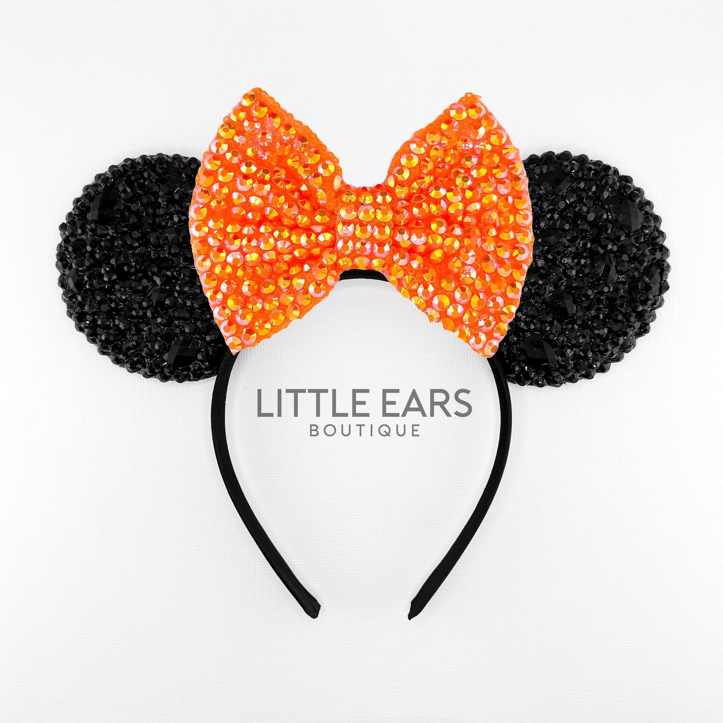 Shiny Black & Orange Mickey Ears - mickey ears - disney ears - mouse ears headband - little ears boutique