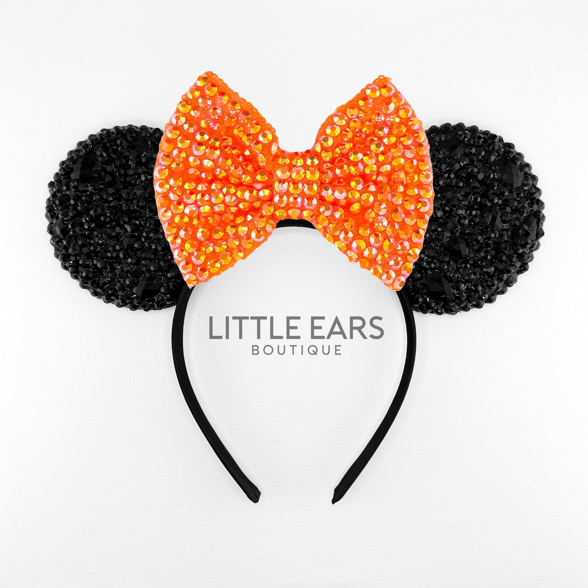 Shiny Black & Orange Mickey Ears - mickey ears - disney ears - mouse ears headband - little ears boutique