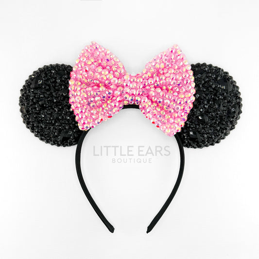 Shiny Black & Pink Mickey Ears - mickey ears - disney ears - mouse ears headband - little ears boutique