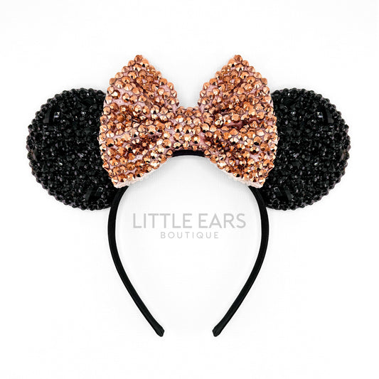 Shiny Black & Rose Gold Mickey Ears - mickey ears - disney ears - mouse ears headband - little ears boutique