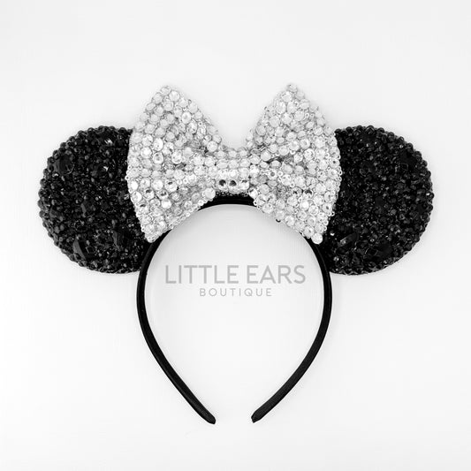 Shiny Black & Silver Mickey Ears - mickey ears - disney ears - mouse ears headband - little ears boutique