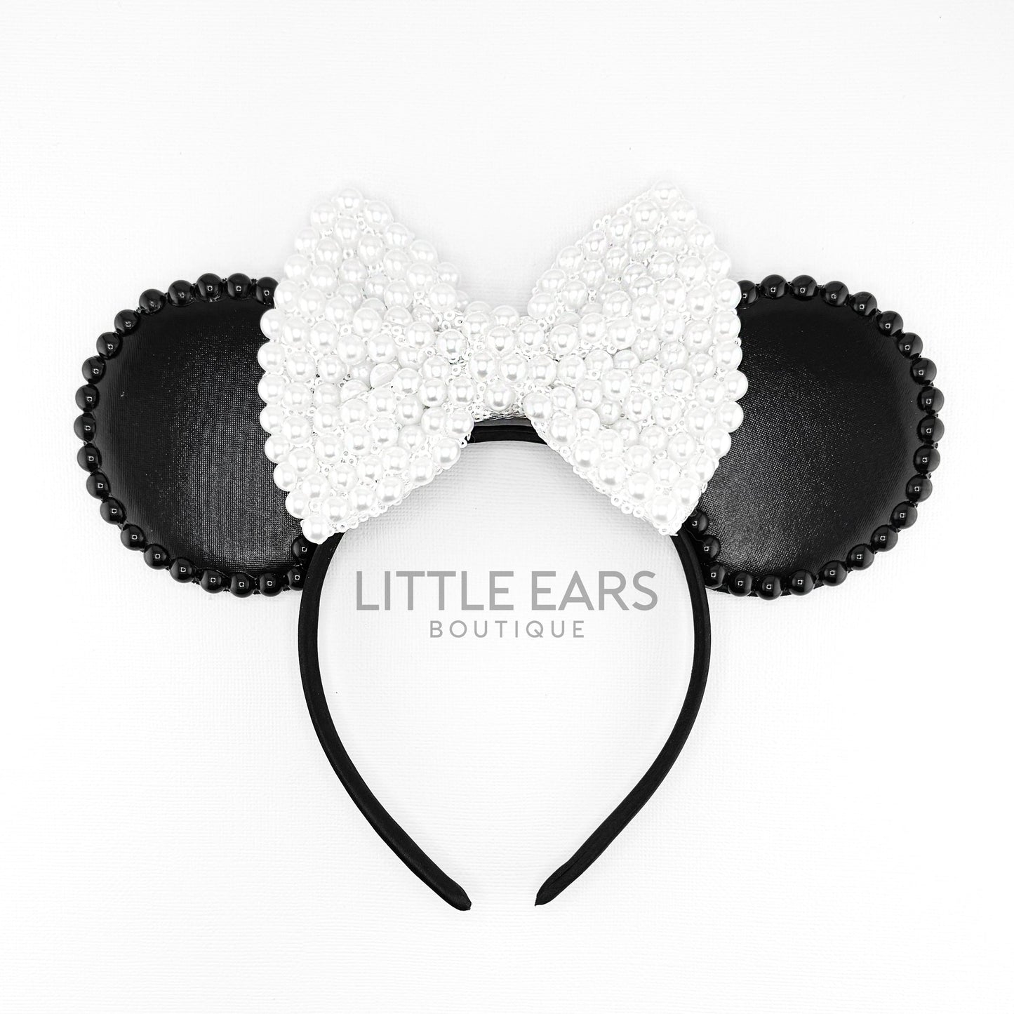 Shiny Black & White Metallic Ears - mickey ears - disney ears - mouse ears headband - little ears boutique