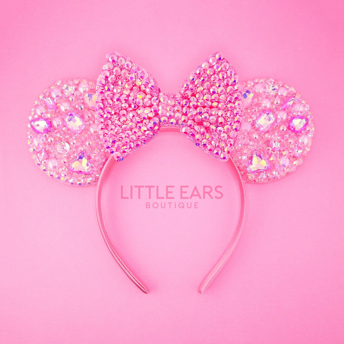 Shiny Pink Glass Mickey Ears - mickey ears - disney ears - mouse ears headband - little ears boutique