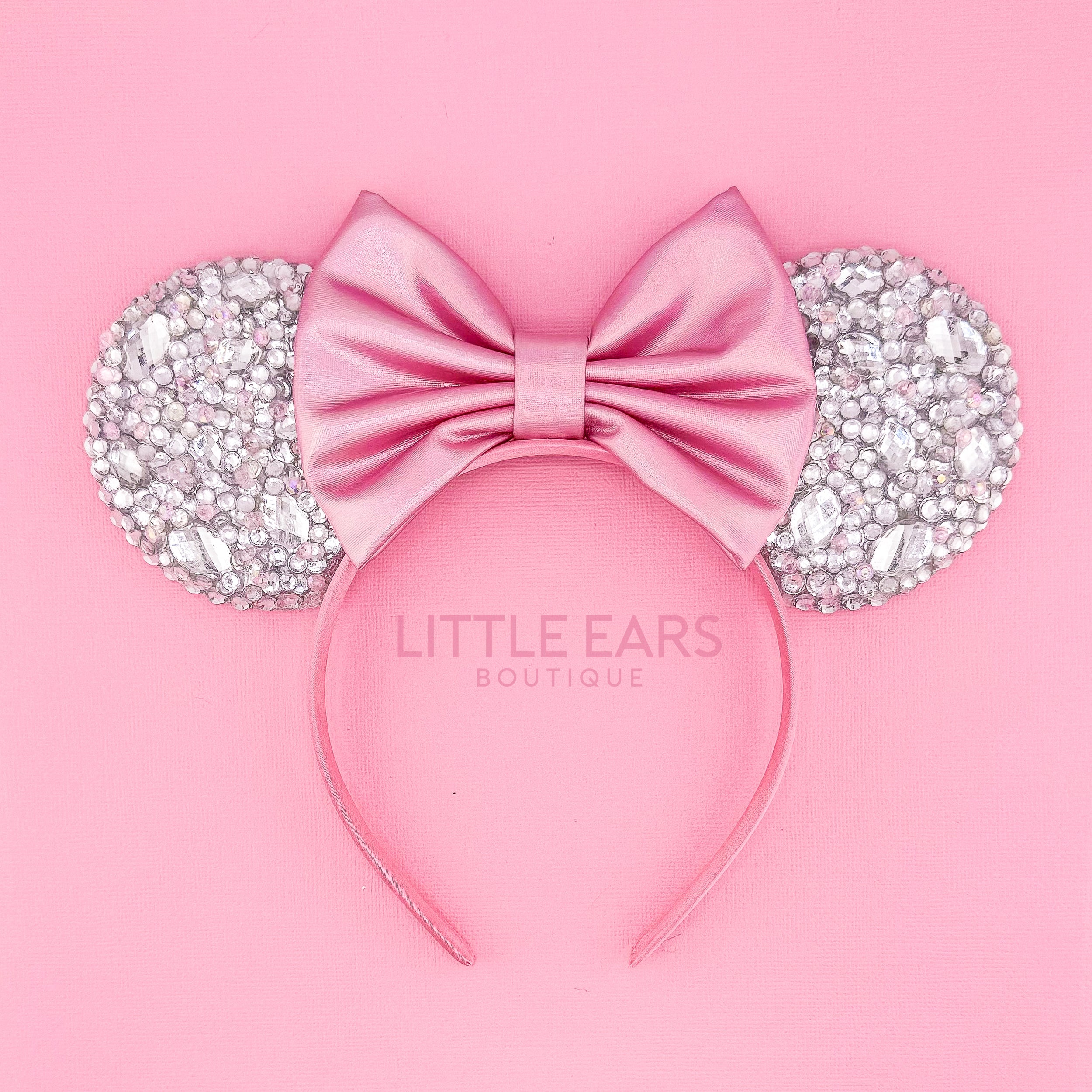 Silver & Red Bow Sparkle Mickey Ears - Mouse Ears Headband – Little ...