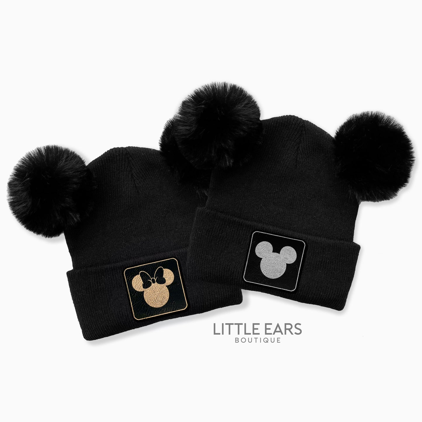 Adult Beanies with Mickey Leather Patch