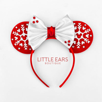 Snow Velvet Christmas Mickey Ears- mickey ears disney headband mouse