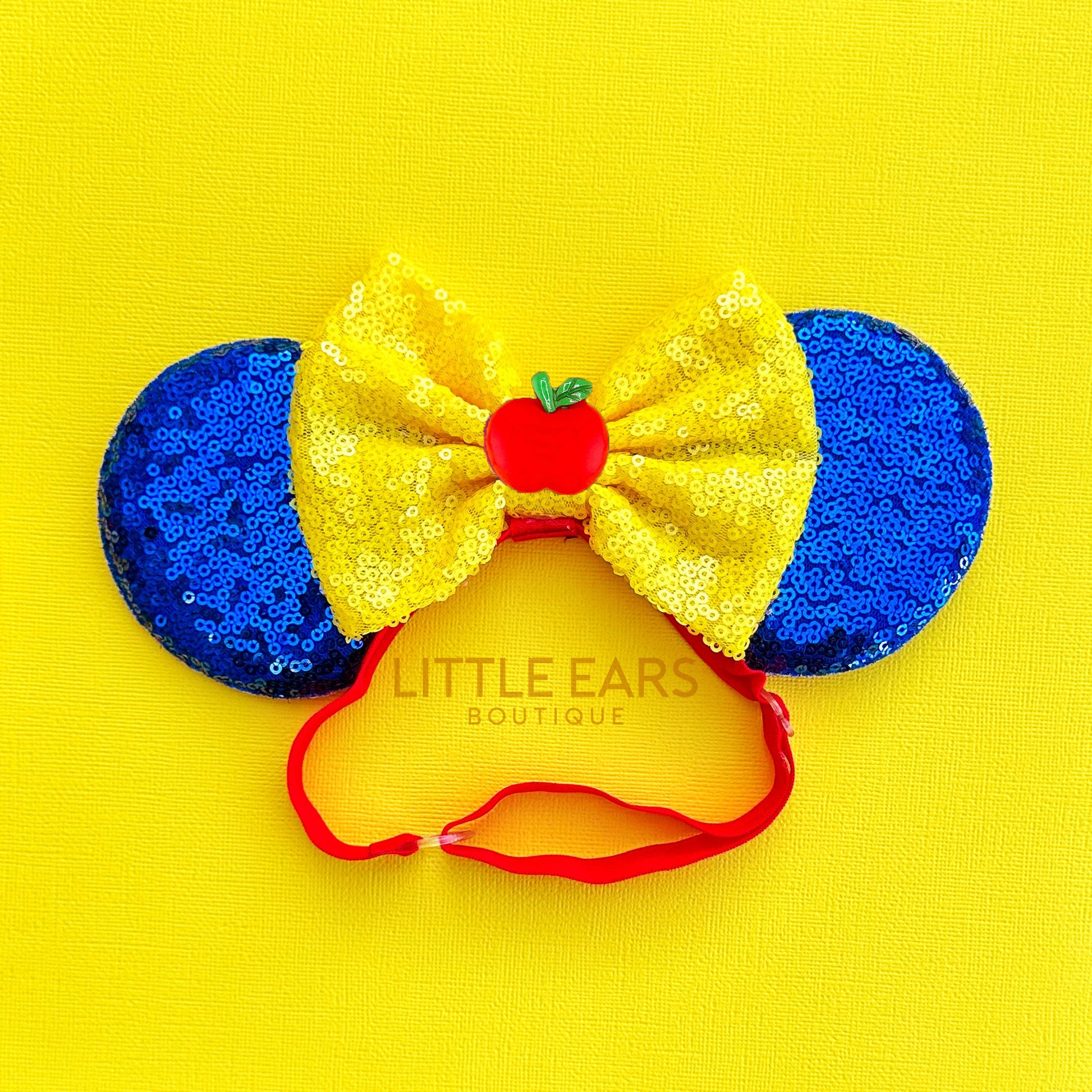 Snow White Elastic Mickey Ears - mickey ears - disney ears - mouse ears headband - little ears boutique