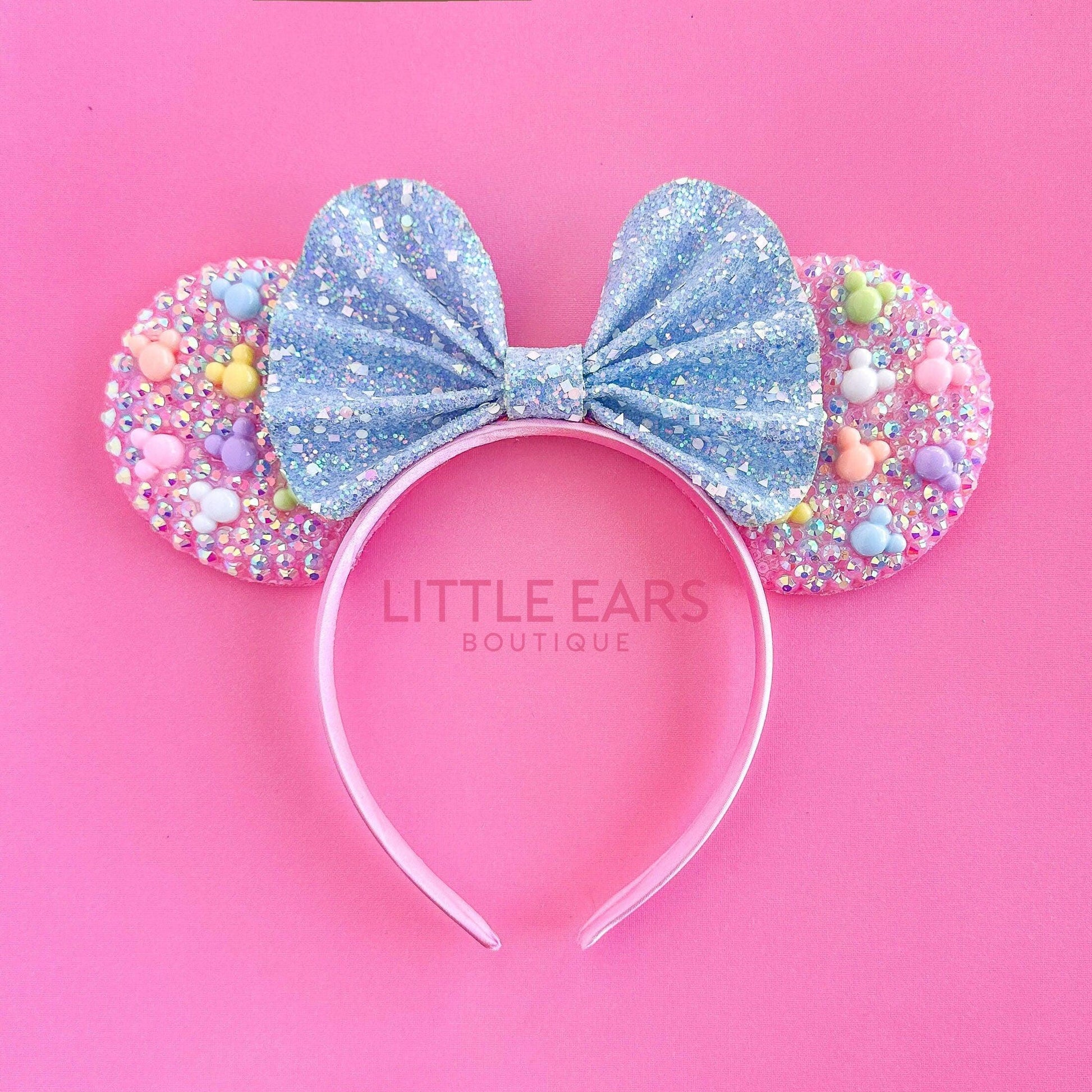 Blue Bow Sparkle Mickey Ears- mickey ears disney headband mouse