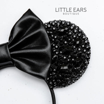 Deep Black Sparkle Mickey Ears- mickey ears disney headband mouse