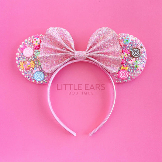 Pink Bow Sparkle Mickey Ears- mickey ears disney headband mouse