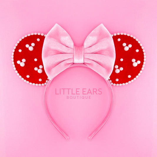 Valentine’s Pearls Mickey Ears - mickey ears - disney ears - mouse ears headband - little ears boutique