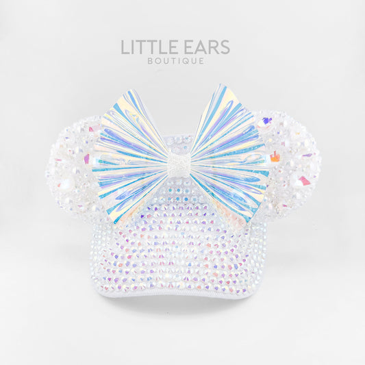 White Iridescent Sparkle Mickey Visor - mickey ears - disney ears - mouse ears headband - little ears boutique