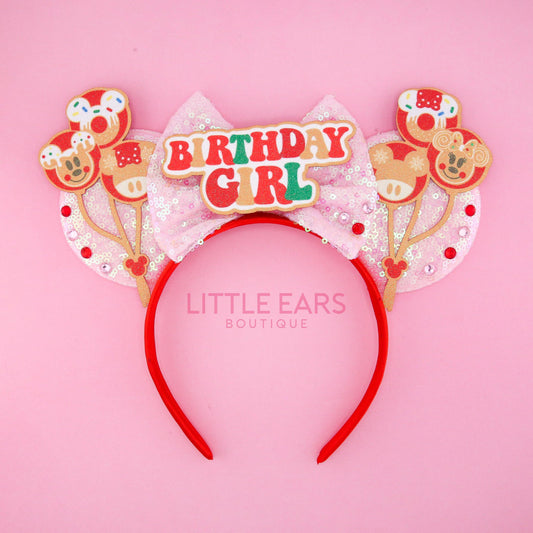 Christmas Birthday Girl Mickey Ears- mickey ears disney headband mouse